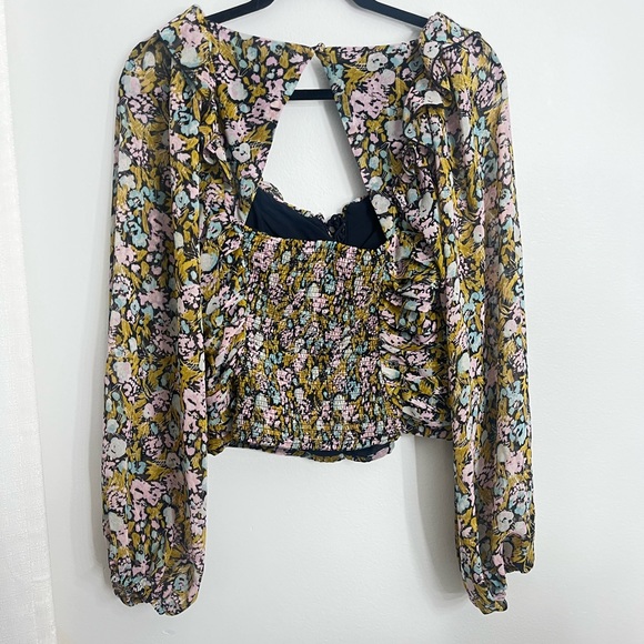 Free People Mabel floral printed ruffle blouse balloon sleeves size small - Picture 5 of 16